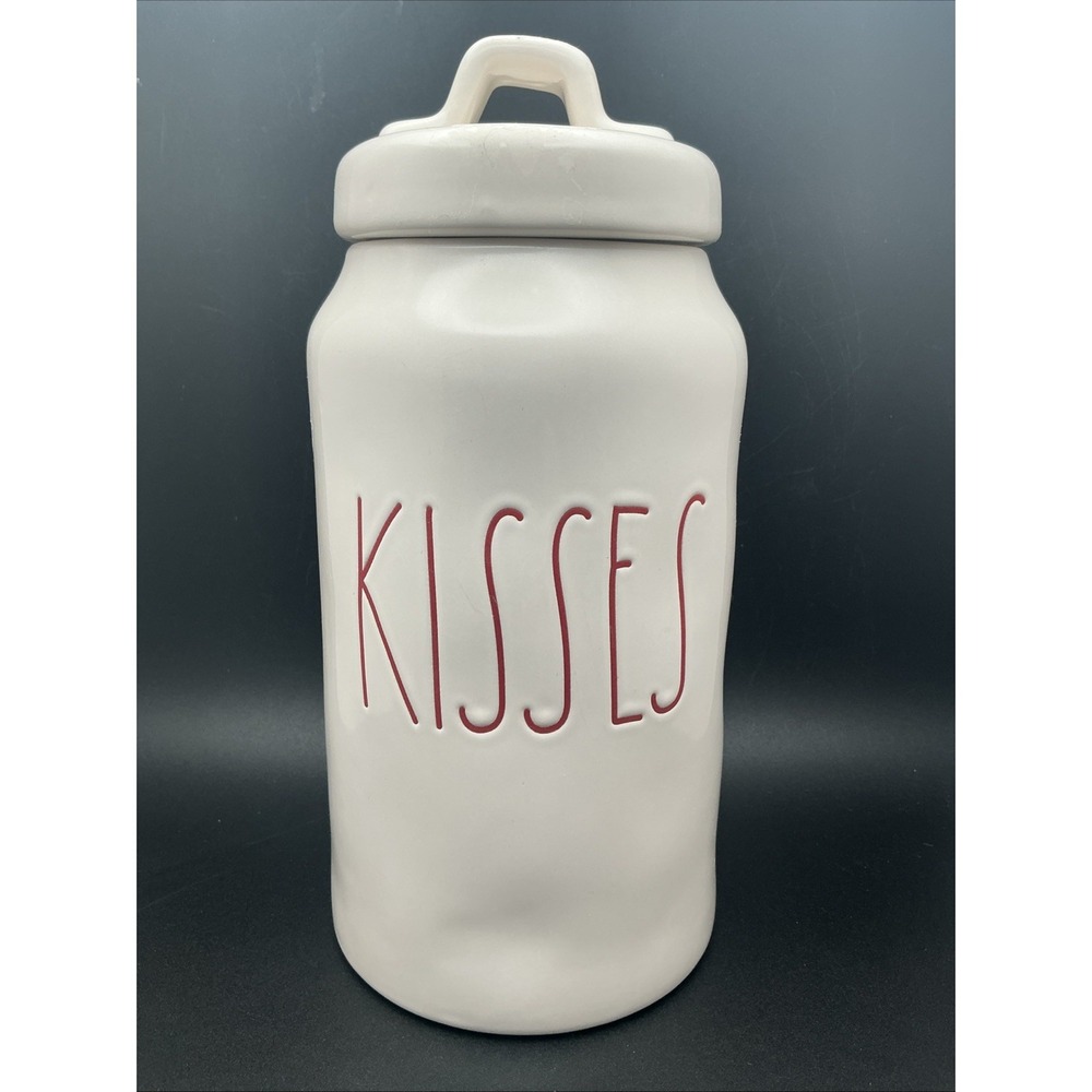 Rae Dunn Artisan Collection by Magenta, Large 9.5" Ceramic "Kisses" Canister